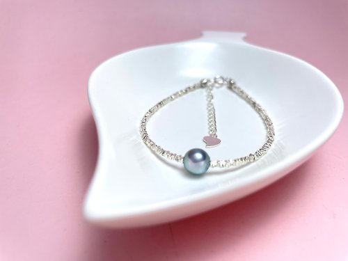 Athena珍珠設計 碎銀子~天然海水珍珠 真多麻 厚銀 手鏈