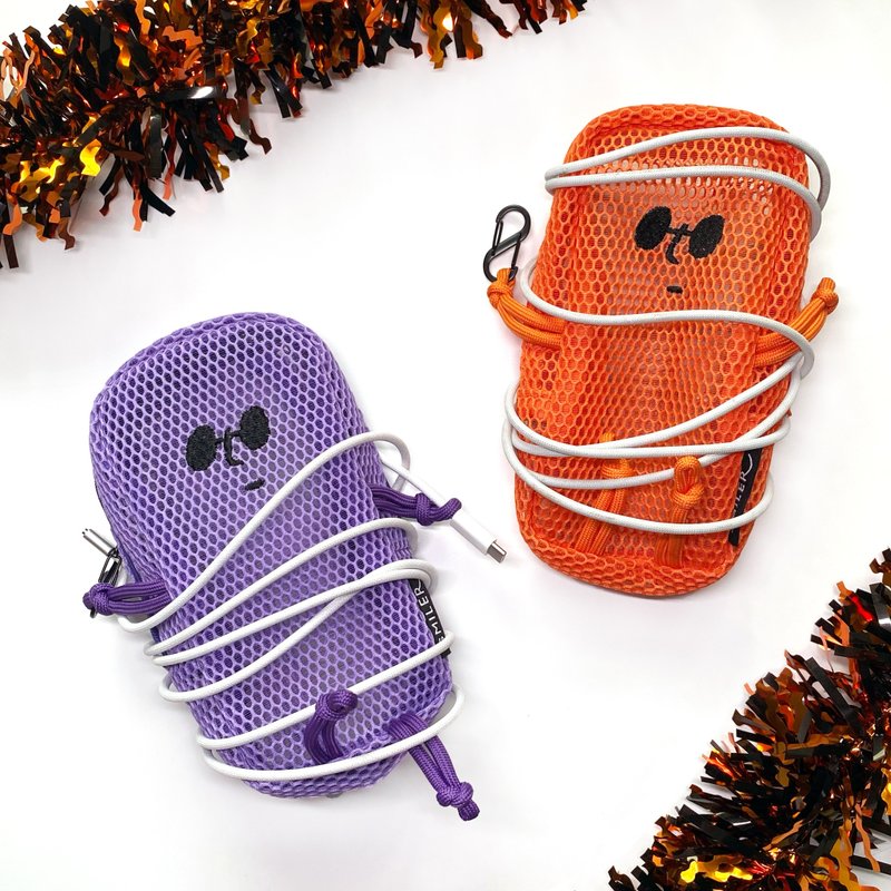 【Mesh Buddy Bag】透視網布收納包 ( 共五色 ) - 化妝包/收納袋 - 聚酯纖維 橘色