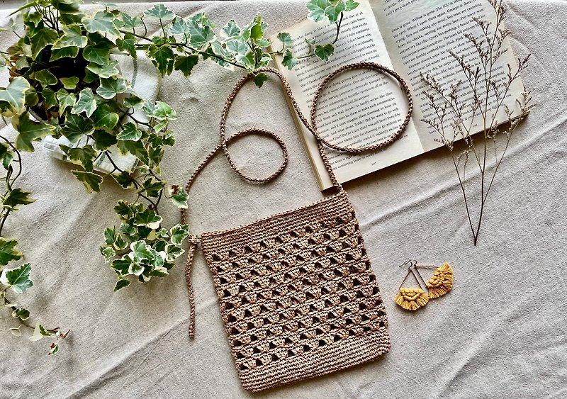 シンプルでカジュアルな夏の編みこみの小さなバッグ - 調節可能なストラップ - ショルダーバッグ - 紙 カーキ