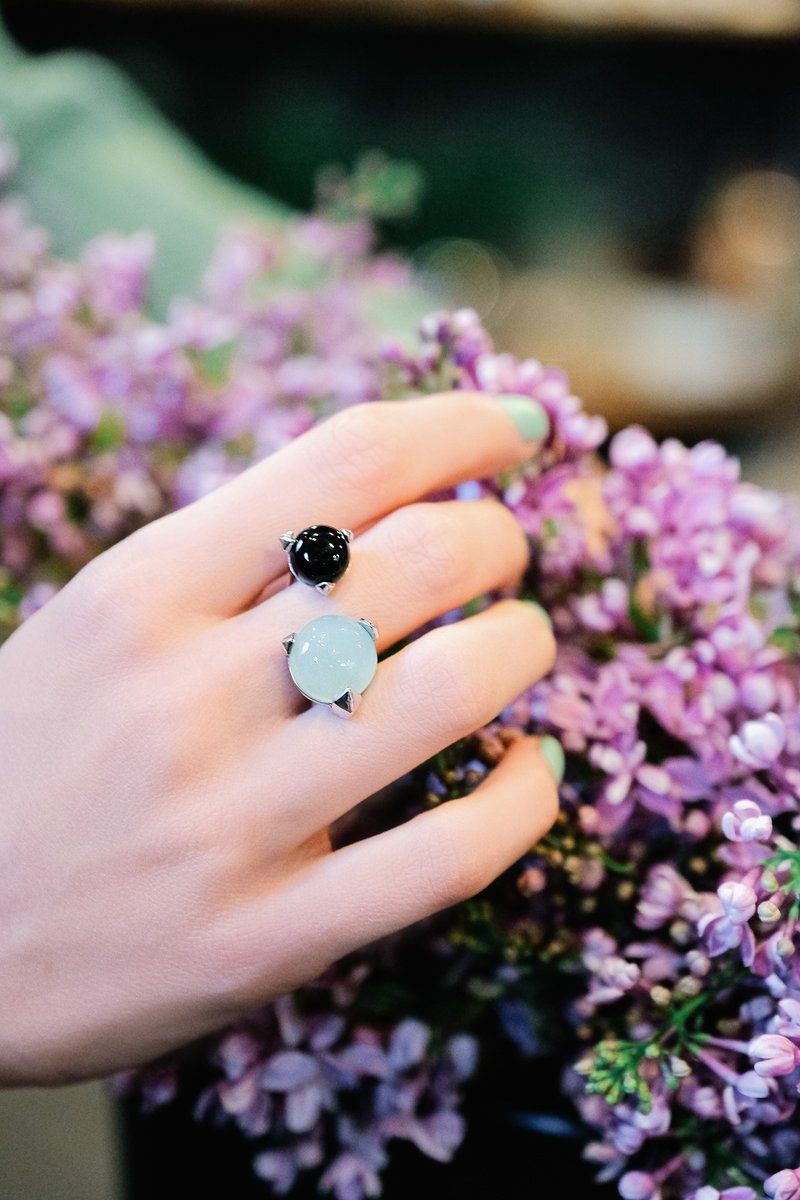 Bones Double Ring Mint Chalcedony - แหวนทั่วไป - เครื่องประดับ 