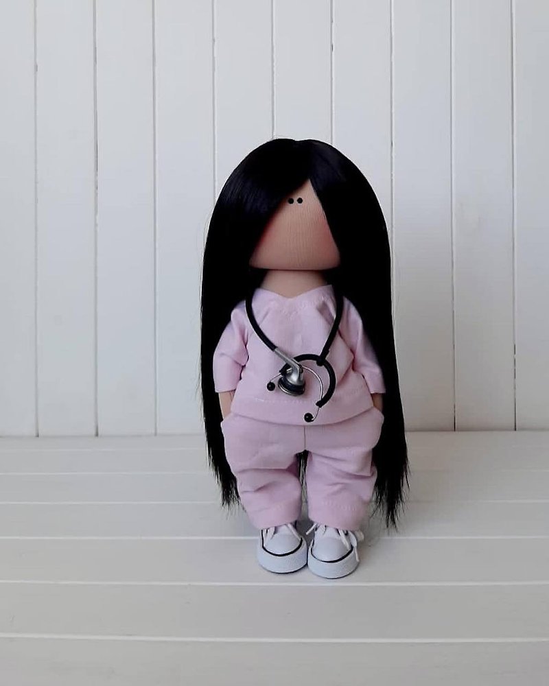 Doctor custom doll, Doctor Gift. Nurse personalized gift, tilda doll, primitive - 公仔模型 - 其他材質 紫色