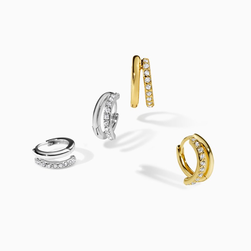 耳環 璀璨相依 925純銀 耳釦 耳釘【Frankness Jewelry】 - 耳環/耳夾/耳骨夾 - 純銀 銀色