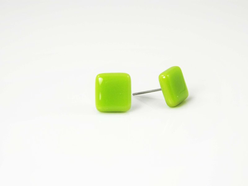 Colored glaze earrings-Pantone 375 - ต่างหู - แก้ว สีเขียว
