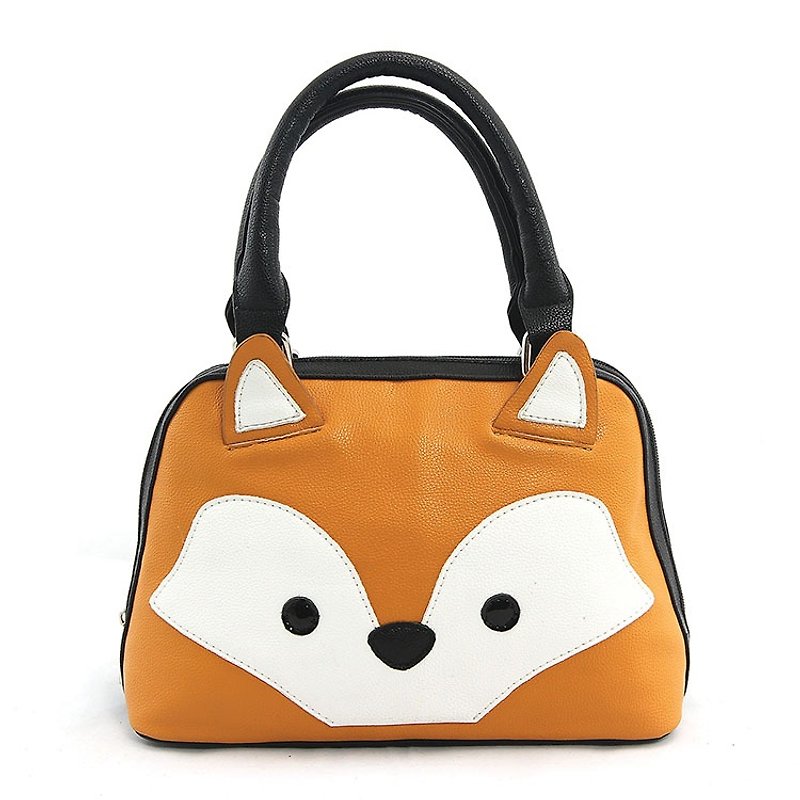 Sleepyville Critters Cool Music Village USA design - cute fox playful shape handbag / shoulder bag Spot Spot Sold Sold - กระเป๋าแมสเซนเจอร์ - หนังแท้ สีส้ม