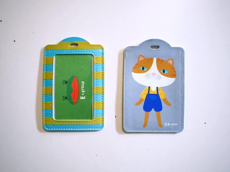 E*group Card Holder Flower Meow Grey Leisure Card Holder Identification Card Holder Luggage Tag - ที่ใส่บัตรคล้องคอ - พลาสติก สีเงิน