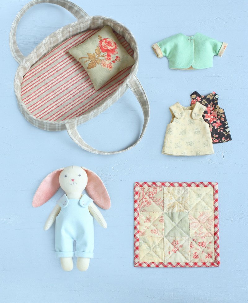 2 PDF Mini Bunny with Set of Clothes + Basket with Bedding Sewing Pattern Bundle - 手工藝教學/工具書 - 其他材質 
