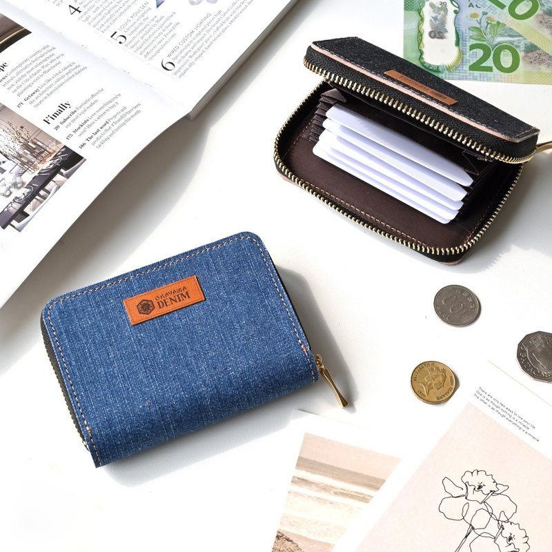 お札が折れない コンパクトウォレット 【 岡山デニム 】 財布 本革 デニム タグ付き HC14K - 財布 - コットン・麻 ブルー