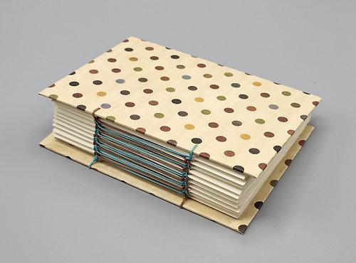 Journal Collections Coptic Weave Stitched Journal - Polka Dot (Turquoise &amp; Brown Stitched)