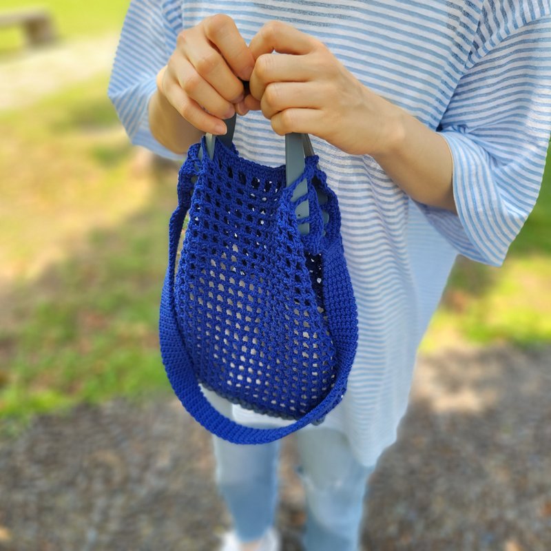 Tone on tone mesh bag 同恩同網袋 / 手工鉤針編織包 - 手提包/手提袋 - 棉．麻 