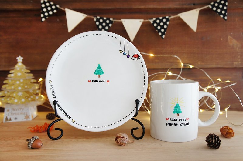 Christmas handmade / mug + plate (two special groups) - แก้วมัค/แก้วกาแฟ - เครื่องลายคราม 