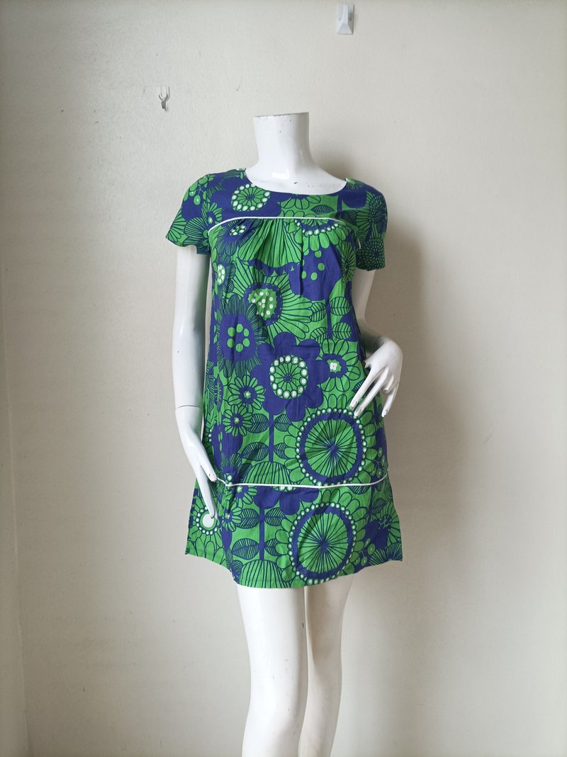 Marimekko Cotton dress / Floral print Simple Beach dress / Size 34 - One Piece Dresses - Cotton & Hemp 