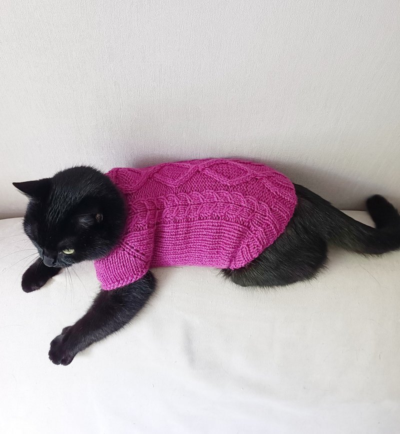 Cat sweater Cat jumper Cat turtleneck Knitted cats clothes Pets clothes for cats - Clothing & Accessories - Wool 