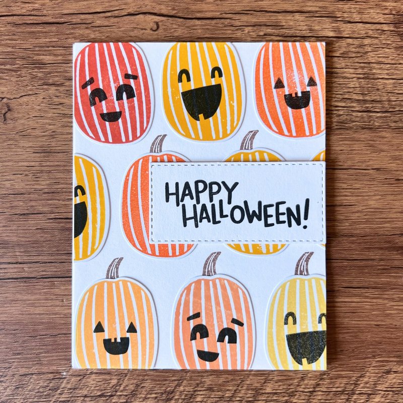 HAPPY HALLOWEEN Pumpkin Halloween Card Fall Card Autumn Card - การ์ด/โปสการ์ด - กระดาษ สีส้ม