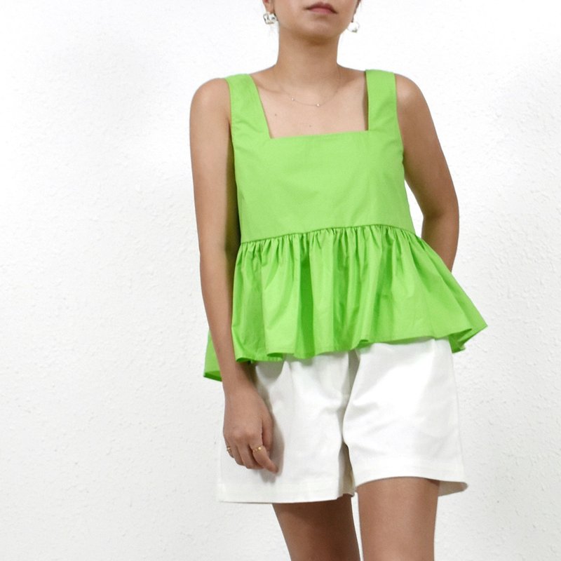 Ellie Tank- Green Apple - เสื้อกั๊กผู้หญิง - ผ้าฝ้าย/ผ้าลินิน สีเขียว