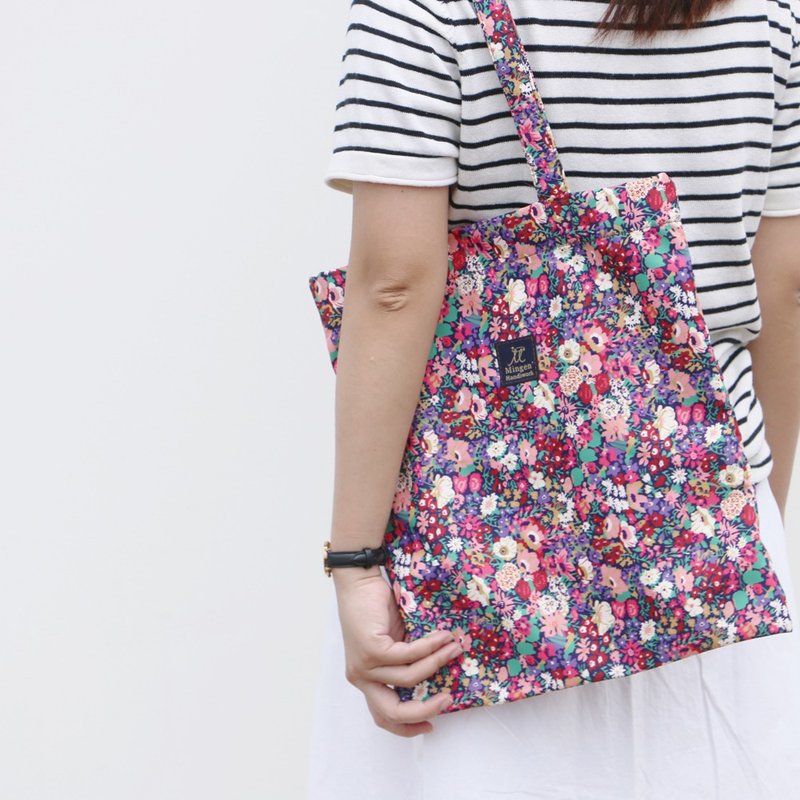 Slow farming independent design pastoral small floral print environmentally friendly bag handmade cloth bag - กระเป๋าแมสเซนเจอร์ - ผ้าฝ้าย/ผ้าลินิน หลากหลายสี