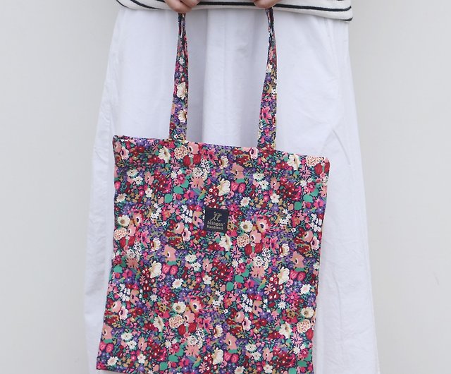 遅い耕うん 独立したデザイン 庭の小さな花柄の環境に優しいバッグ 手作りの布バッグ ショップ Mingenhandiwork ショルダーバッグ Pinkoi