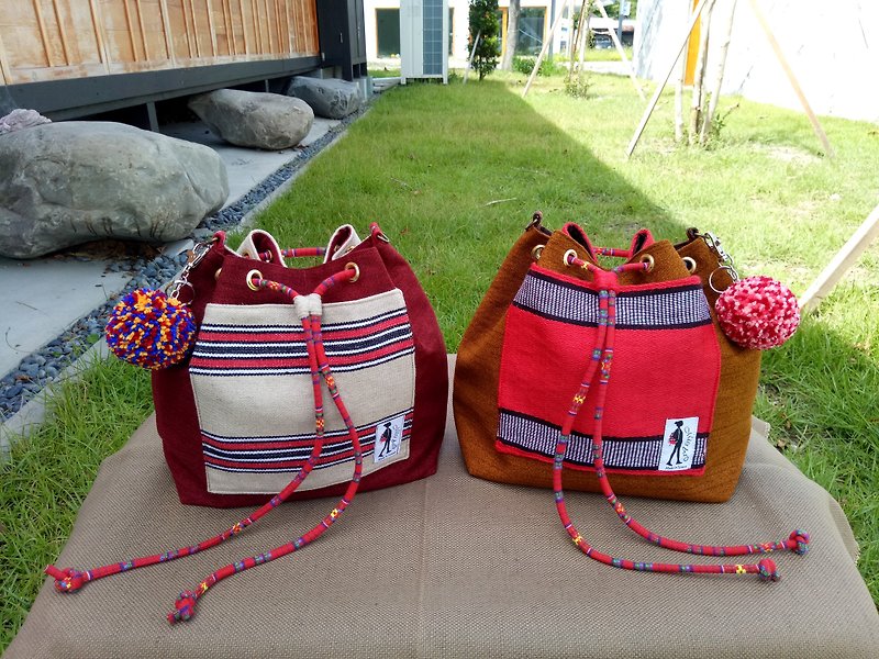 Missbao Handbill Square - Shoulder Shoulder - Three Bags - Messenger Bags & Sling Bags - Cotton & Hemp Red