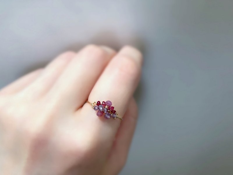 Bijou bouquet - Ruby, amethyst and pink tourmaline wire ring - General Rings - Gemstone Purple