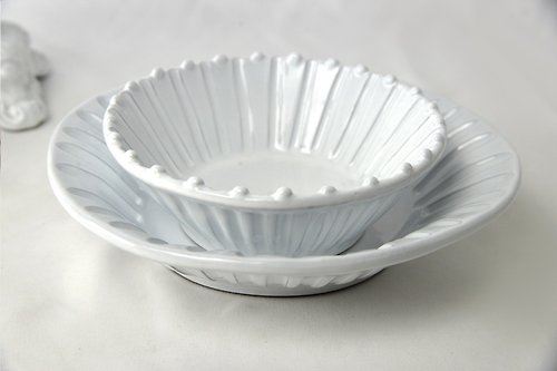 VBC Casa 【超值優惠組合】純白條紋系列 2件組(麥片碗+湯盤)