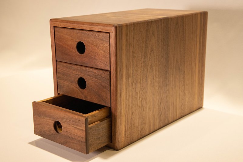 [New product] Walnut three-layer straight-drawing box - กล่องเก็บของ - ไม้ สีนำ้ตาล