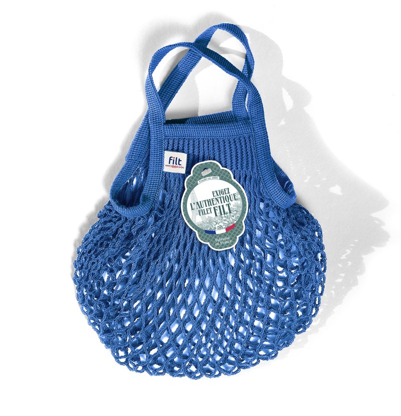 French Filt mesh bag quiet blue Bleu Matisse - กระเป๋าถือ - ผ้าฝ้าย/ผ้าลินิน 