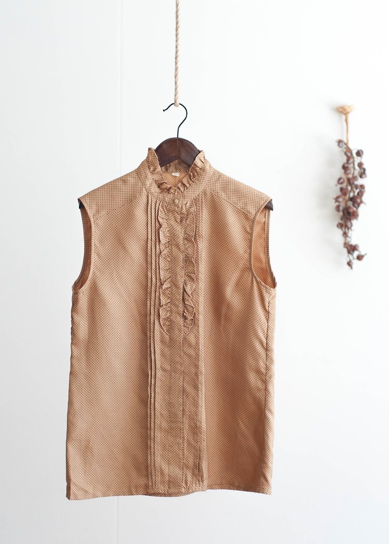 Vintage / shirt / sleeveless no.414 - เสื้อเชิ้ตผู้หญิง - เส้นใยสังเคราะห์ สีทอง