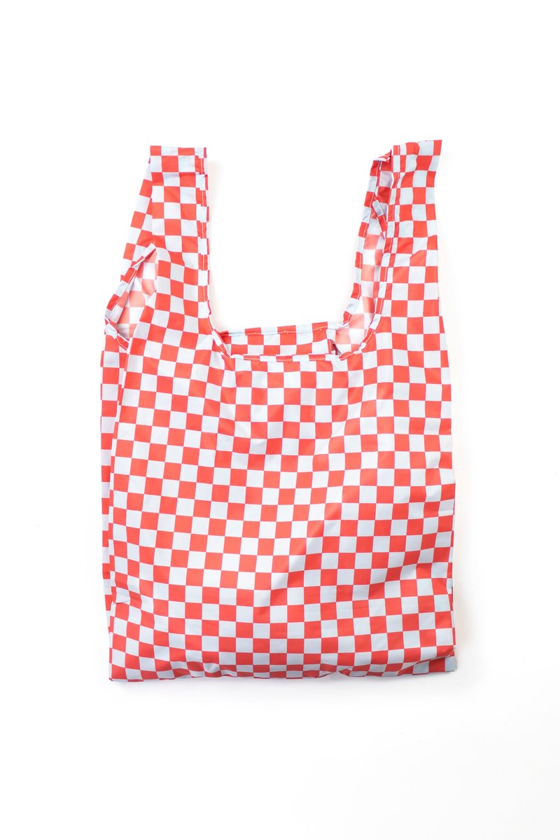 British Kind Bag-Environmentally Friendly Storage Shopping Bag-Medium-Checkerboard Red and Blue - กระเป๋าถือ - วัสดุกันนำ้ สีแดง