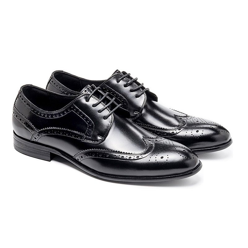 Classic Carved Gentlemen's Leather Shoes Classic Black - รองเท้าหนังผู้ชาย - หนังแท้ 