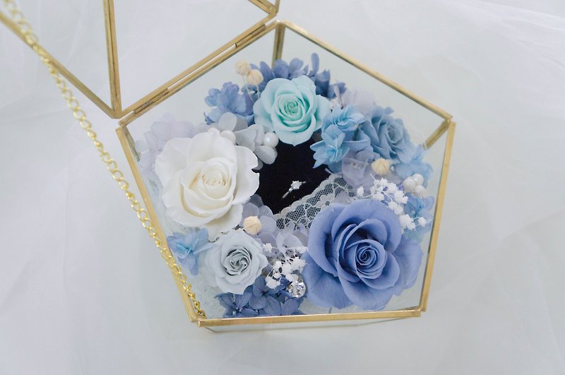 [Wedding] proposal glass cover ring - pink blue is not wither rose / hydrangea / gypsophila - Plants - Plants & Flowers 