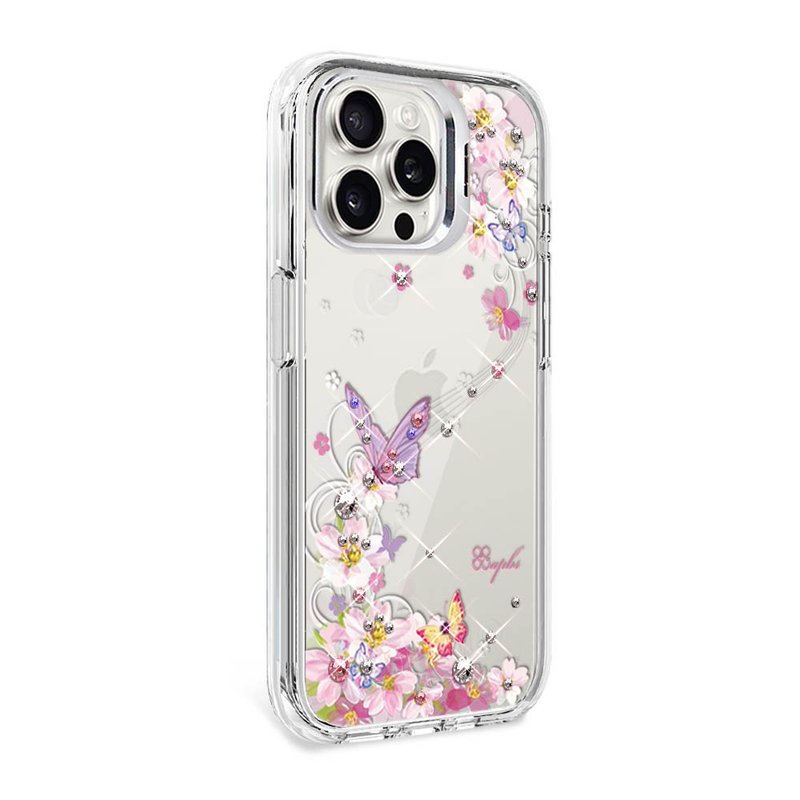 iPhone 全系列 防震雙料隱形立架水晶彩鑽手機殼-迷蝶香 - 手機殼/手機套 - 其他材質 多色