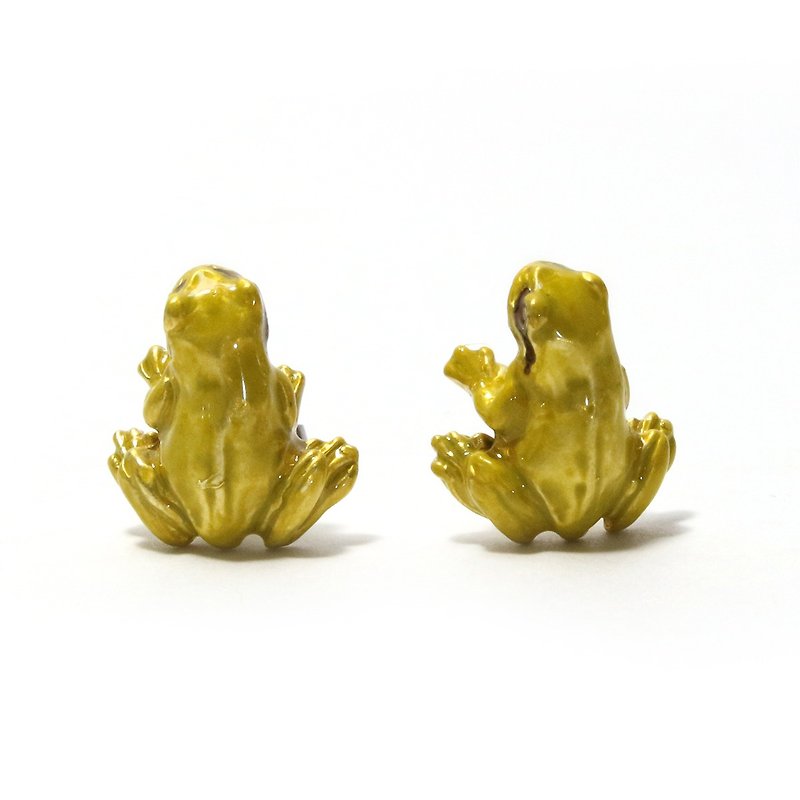 Frog in Garden Garden Frog Earrings PA450 - Earrings & Clip-ons - Other Metals Yellow