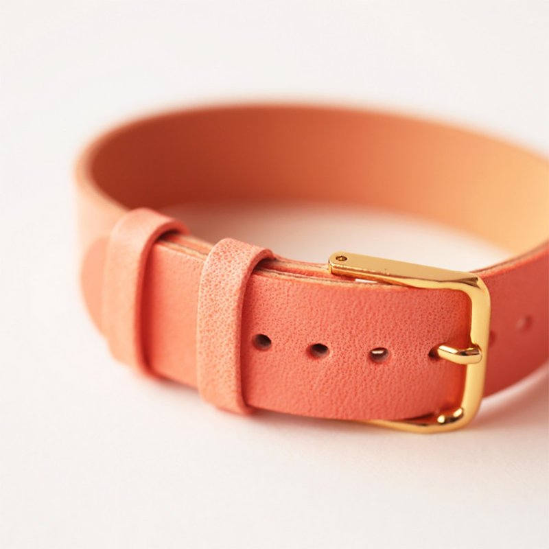 【Ordermade】7mm watchband  / Coral Pink / Nume Leather - สายนาฬิกา - หนังแท้ สีแดง