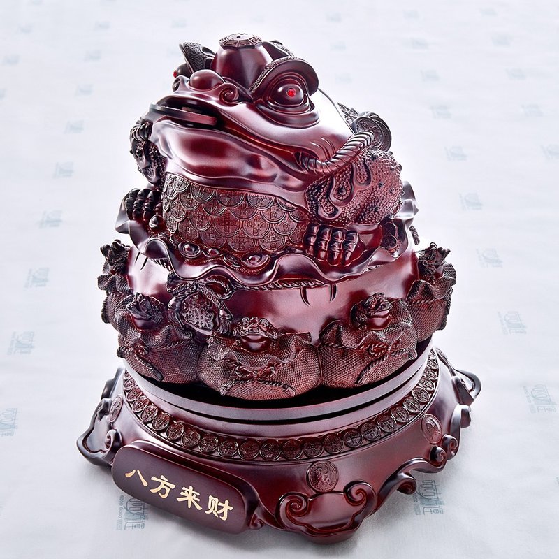 開運旺財三腳蟾蜍(含開光)招財、守財、旺財、防小人、風水鎮宅 - 擺飾/家飾品 - 木頭 咖啡色