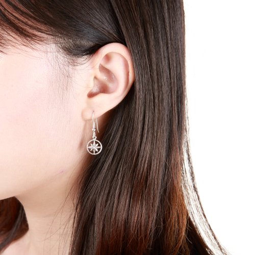 幸運羅針盤 コンパス 八芒星 シルバーs925 ピアス イヤリング