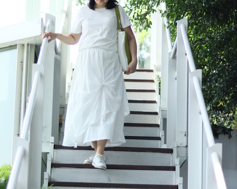 french double skirt - Skirts - Cotton & Hemp White