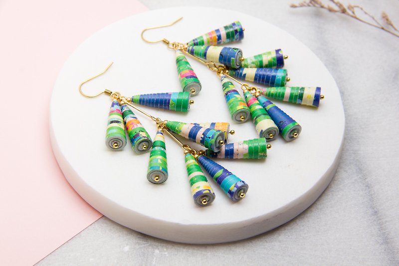 Famous painting series - Colorful beautiful three-layer paper beads earrings - ต่างหู - กระดาษ หลากหลายสี