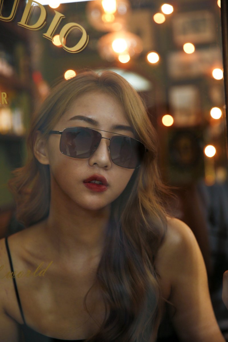 【ASLLY】Retro Brown HD Polarized Gradient Sunglasses Y3040 - แว่นกันแดด - โลหะ สีส้ม