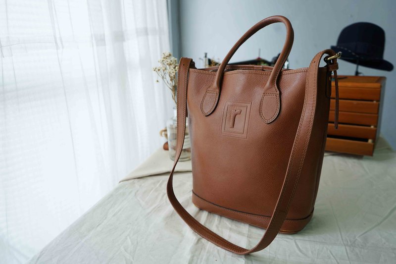 Treasure Hunt Retro Antique Bag-renoma Caramel Milk Brown Practical Handle Shoulder Tote Bag - Messenger Bags & Sling Bags - Genuine Leather Orange