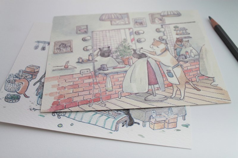 【Barber Shop/Grocery Shopping】5x7 Large Size Postcard/Original Postcard/Card/Small Format - การ์ด/โปสการ์ด - กระดาษ 