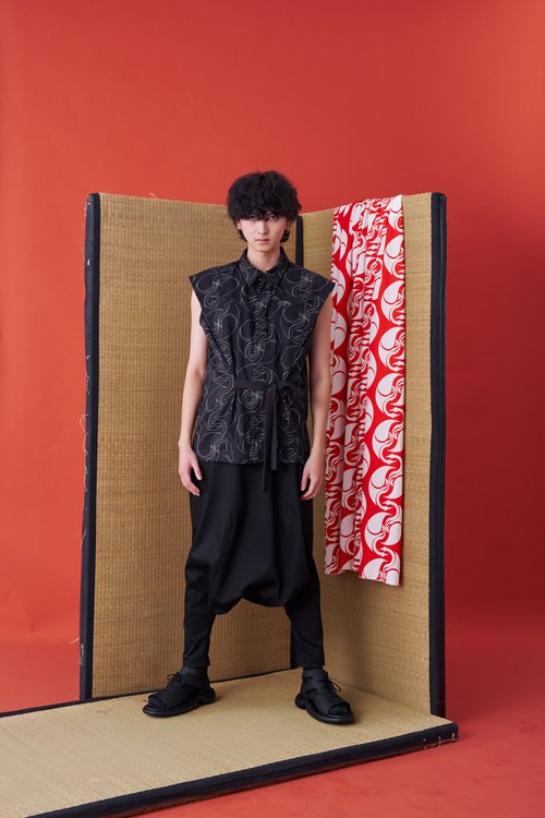 INF 無袖襯衫/甚平/家紋印花/白鶴/24AW-INF