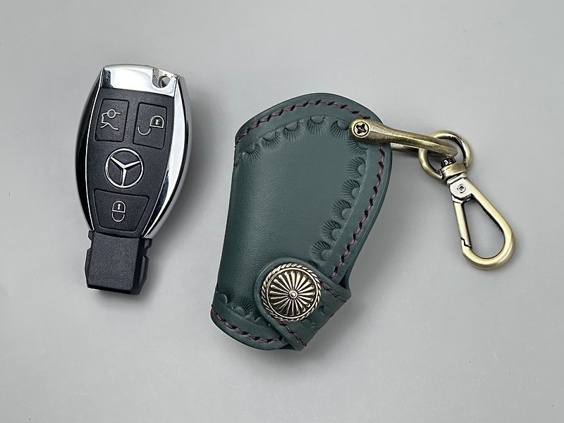 Benz key leather case vegetable tanned leather - Keychains - Genuine Leather 