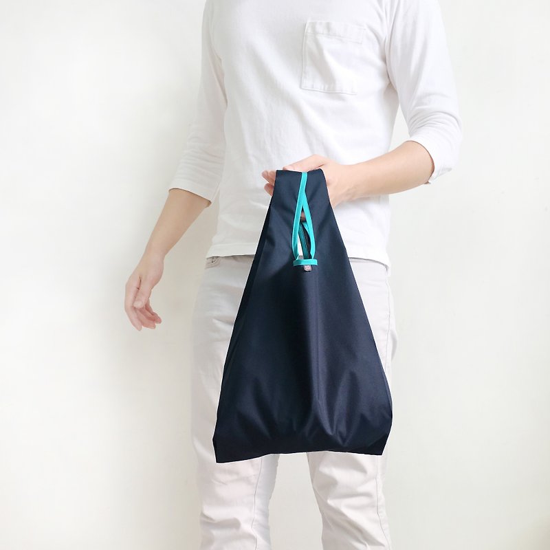 U3 No. 3 eco-friendly shopping bag / navy blue / two-color - Handbags & Totes - Polyester Blue