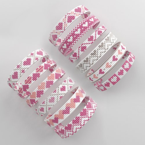 BIJU Loom bracelet pattern, miyuki pattern, parallel stitch pattern,283 串珠手链的图案图案
