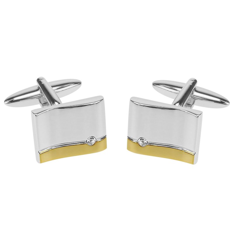 Silver and Gold Wave Crystal Cufflinks - Cuff Links - Other Metals Silver