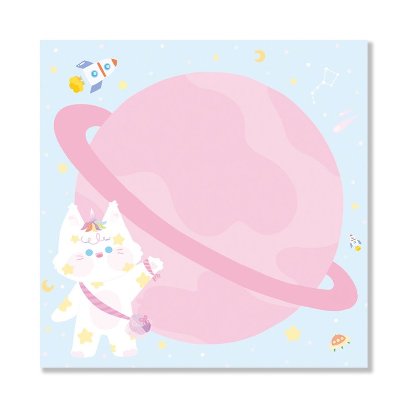 space traveling cat memo pad - Korean Cute Diary note pad (eggong) - 便條紙/便利貼 - 紙 多色