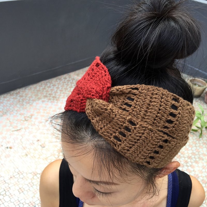 Crochet duo colour headband -3 colour combination twist style merino wool blend - Hair Accessories - Wool Multicolor
