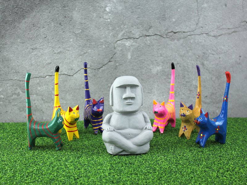 水泥摩艾 Moai－淡定摩艾 - 公仔/玩偶 - 水泥 灰色