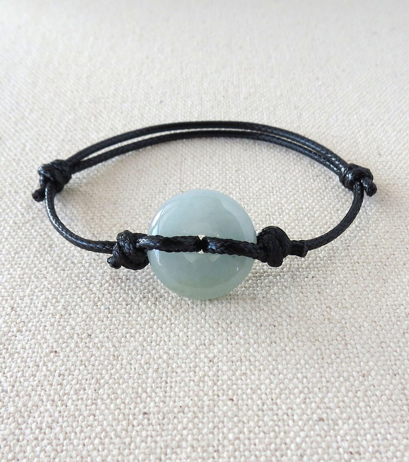 The birth year [Peace, wishful] 糯冰平安扣Emerald Korea wax line bracelet*06*evil spirits, body protection - Bracelets - Gemstone Black