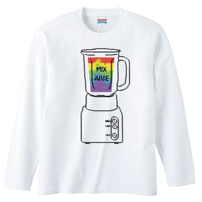 ロングスリーブTシャツ / Square mix juice - T 恤 - 棉．麻 白色