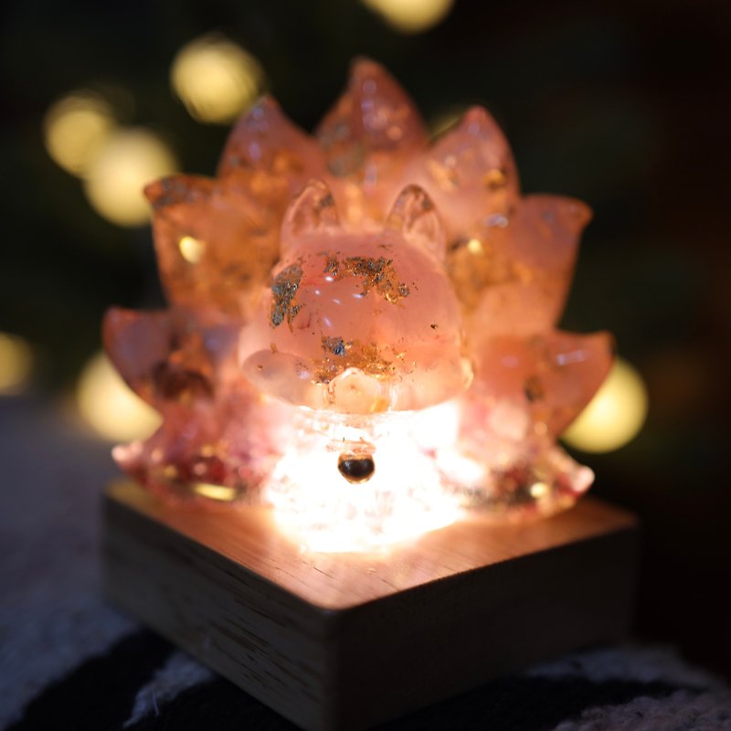 [Mother's Day Gift] Gradient Pink Nine-tailed Fox Love Luck Night Light-Lucky Pink Crystal Fox Fox - โคมไฟ - คริสตัล สึชมพู